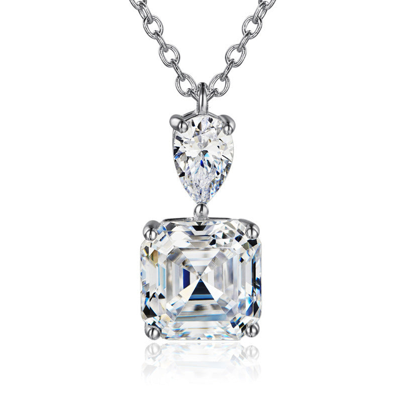 Collier de pierres précieuses carrées de couleur Zircon pour femme
