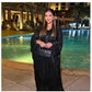 Robe  Soirée Abaya musulmane tendance, robe noire en tissu brillant, ensemble deux pièces