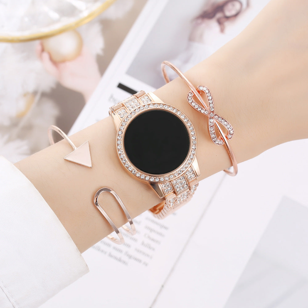 Montre électronique LED à écran tactile avec diamants et étoiles