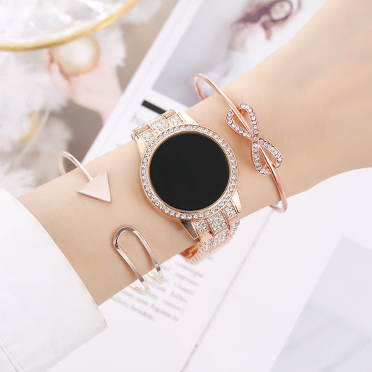 Montre électronique LED à écran tactile avec diamants et étoiles