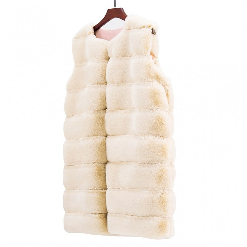 Gilet long en fourrure, manteau rembourré en coton