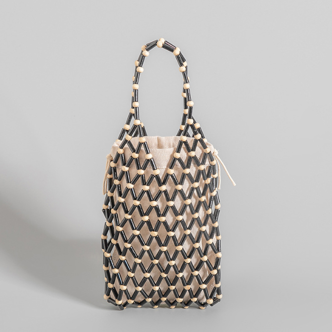 Sac Tissé Femme – Perles en Bois, Design Unique & Fait Main