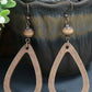 Boucles d'oreilles en forme de goutte d'eau en bois vintage marron