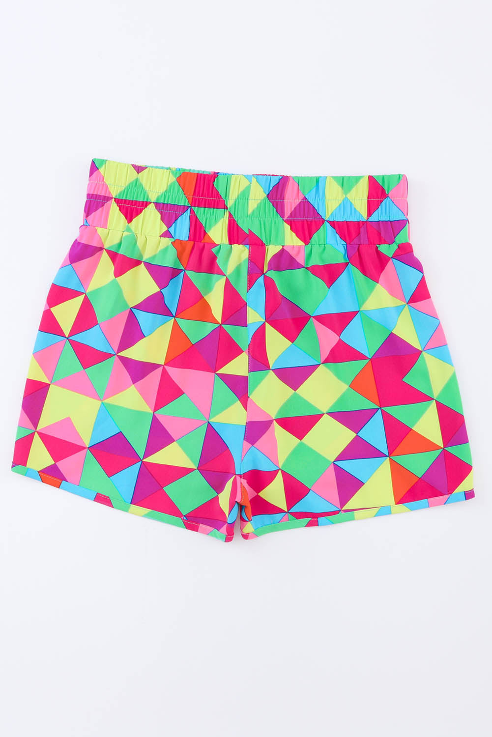 Short taille haute élastique géométrique multicolore pour femmesCourt taille haute élastique géométrique multicolore pour femmes