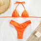Maillot de bain pour femmes Bikini plissé de couleur unie
