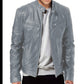 Veste cardigan en cuir pour homme