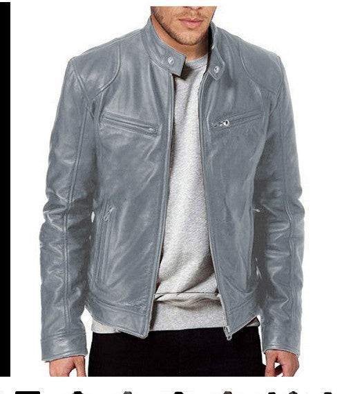 Veste cardigan en cuir pour homme