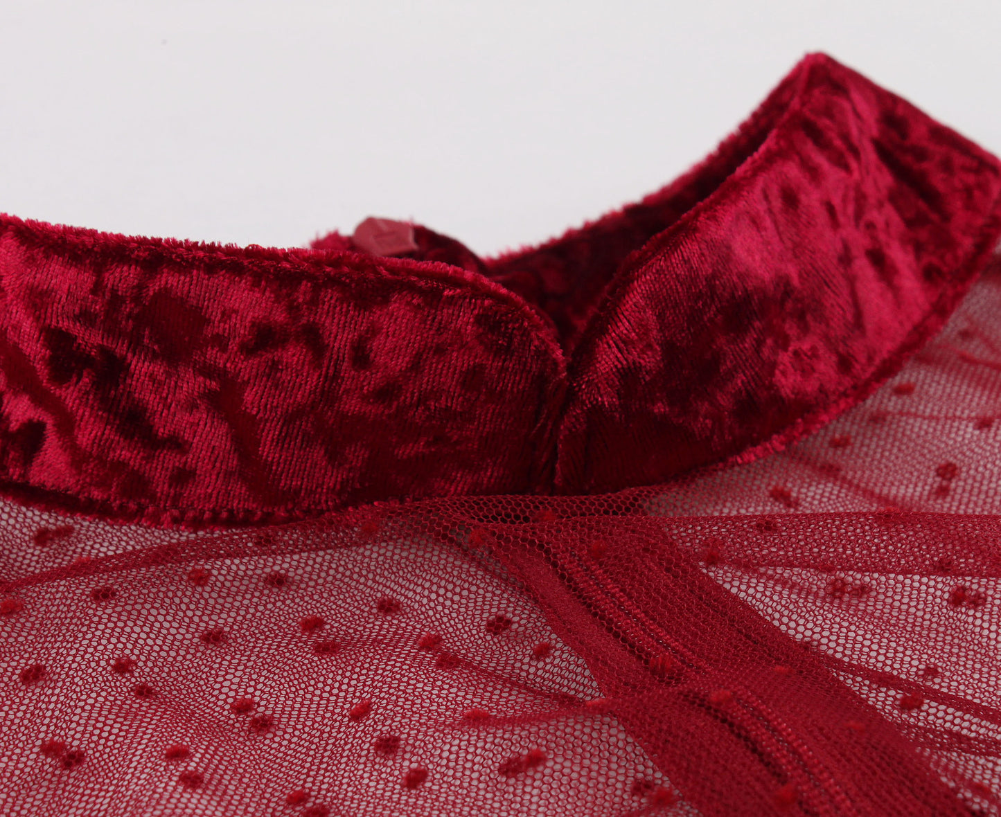 Tonval-robe en velours Vintage, montant en contraste, maille transparente, bordeaux, robe femme en velours, soirée de soirée élégante, automne hiver