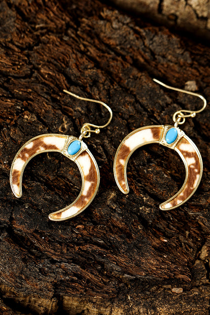 Boucles d'oreilles pendantes en forme de croissant avec incrustation de turquoise marron