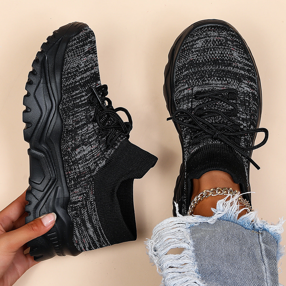 Chaussures Femme Sport – Respirantes, Tissage Flyknit & Faciles à Enfiler