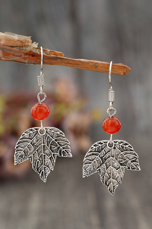 Boucles d'oreilles pendantes en crochet avec feuilles argentées et vintage