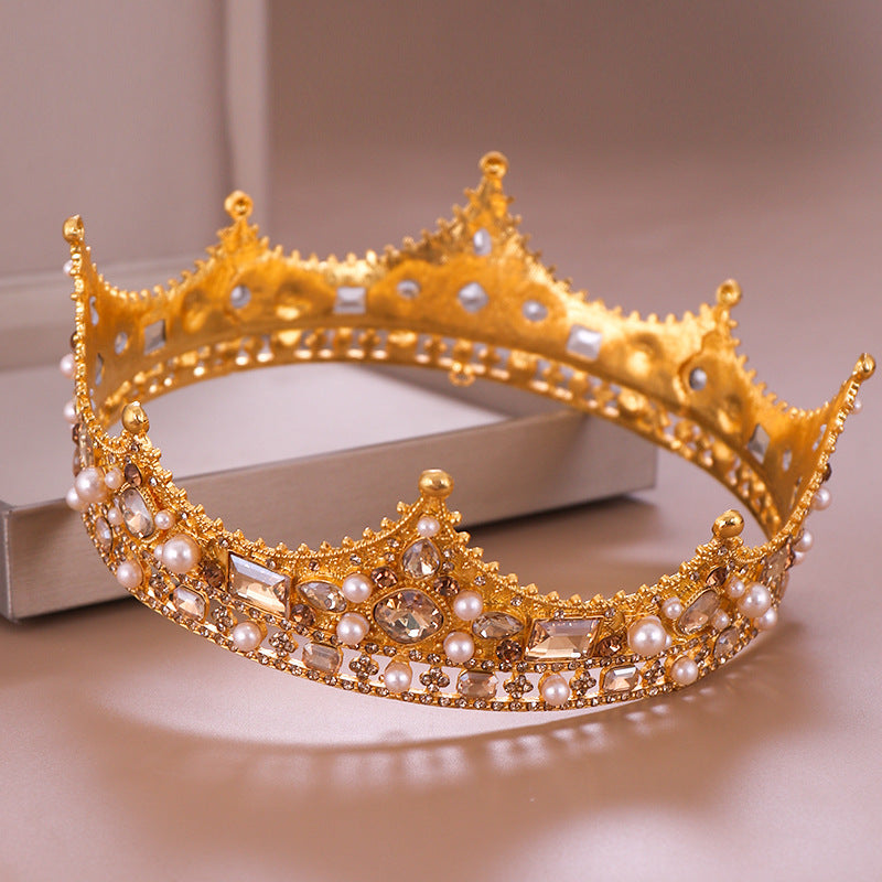 Bandeau féminin en forme de couronne de perles et de strass