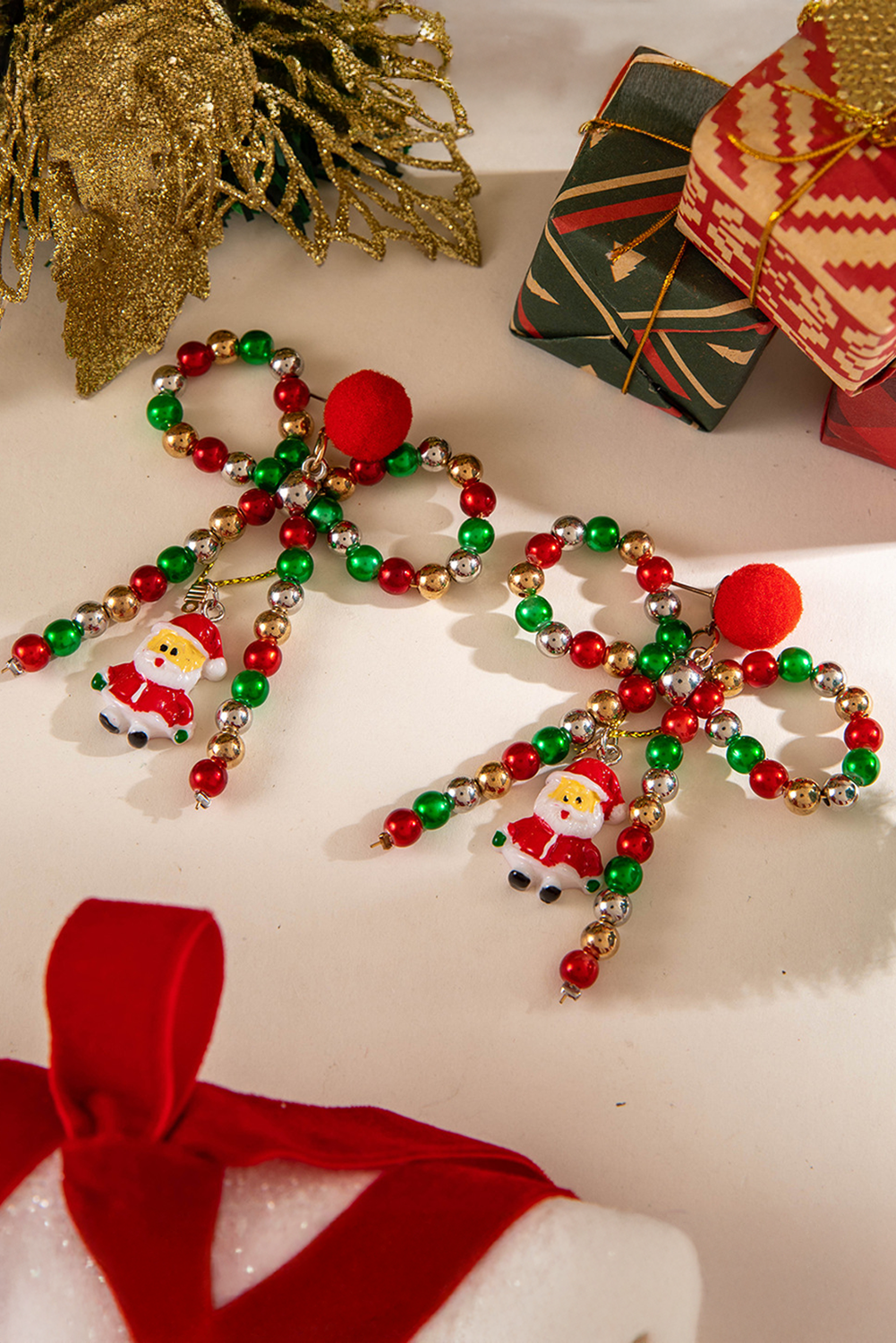 Boucles d'oreilles Racing Red Christmas Santa