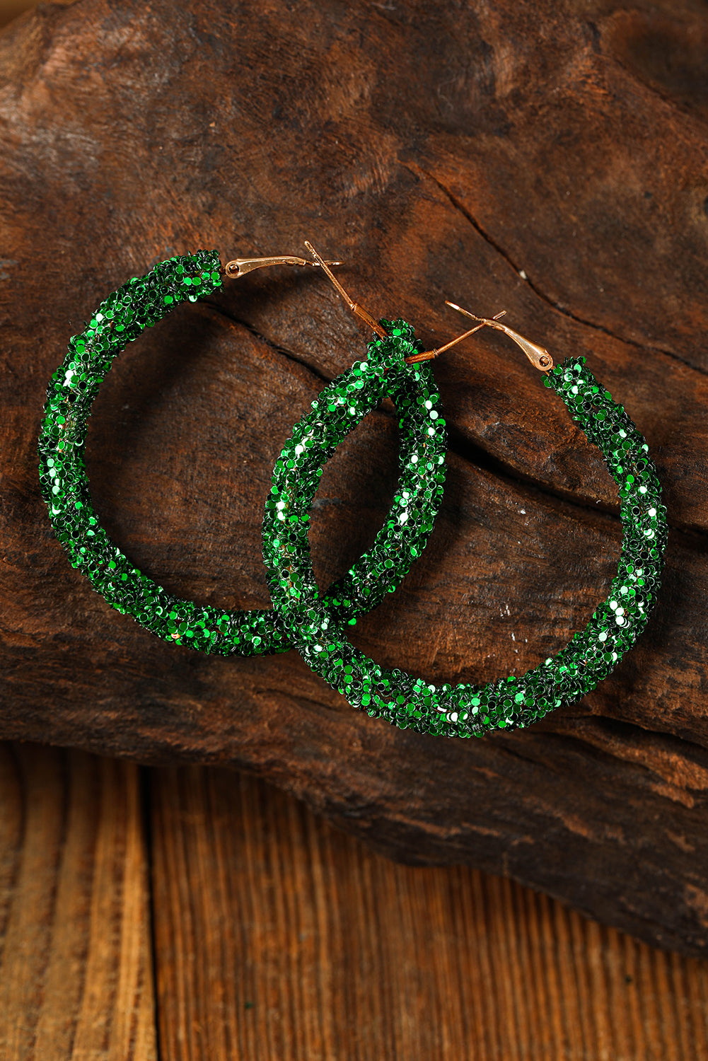 Boucles d'oreilles à paillettes vert foncé