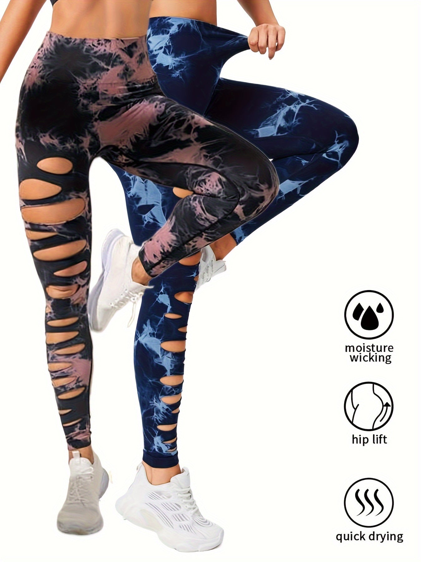 Paquet de 2leggings taille haute élastique pour femme.