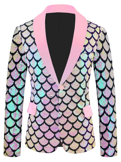 Costume homme en velours coloré à paillettes et écailles
