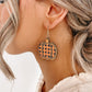 Russet Orange Plaid Print Pumpkin Shape Autumn Drop Earrings