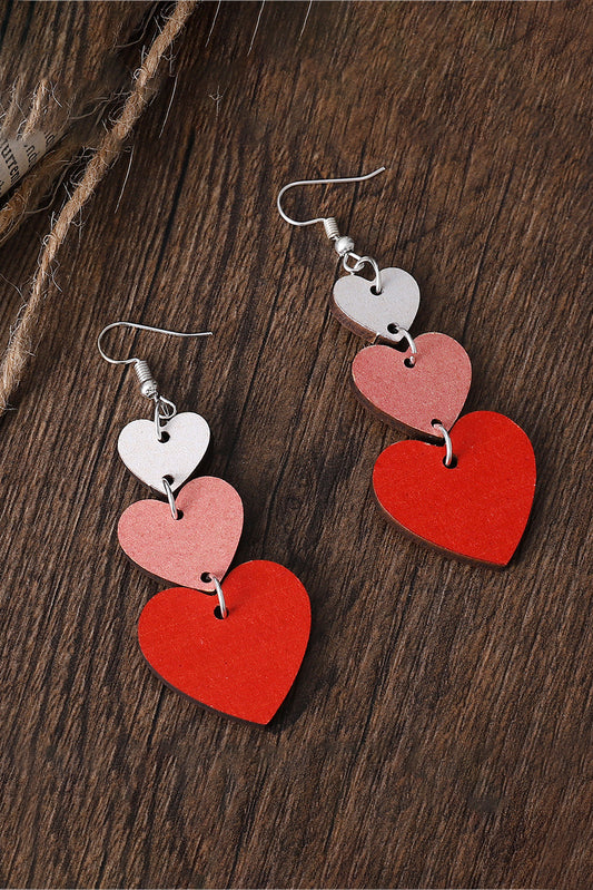 Boucles d'oreilles pendantes en forme de coeur de la Saint-Valentin rouge