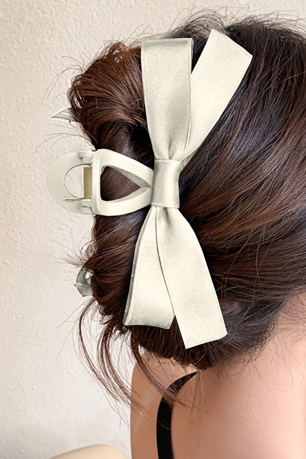 Barrette à cheveux avec ruban décoratif de couleur unie noire
