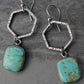 Pendants d'oreilles géométriques en turquoise vintage verte