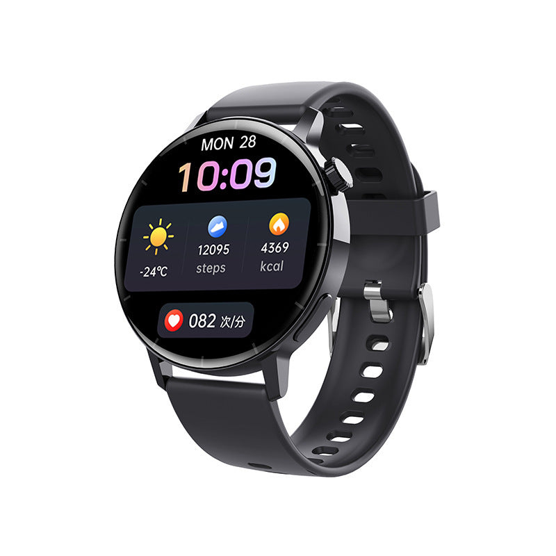 Montre connectée avec appels Bluetooth, écran rond de 1,32 pouce, bracelet de sport et de santé