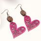 Boucles d'oreilles pendantes en forme de coeur creusé rose rouge pour la Saint-Valentin