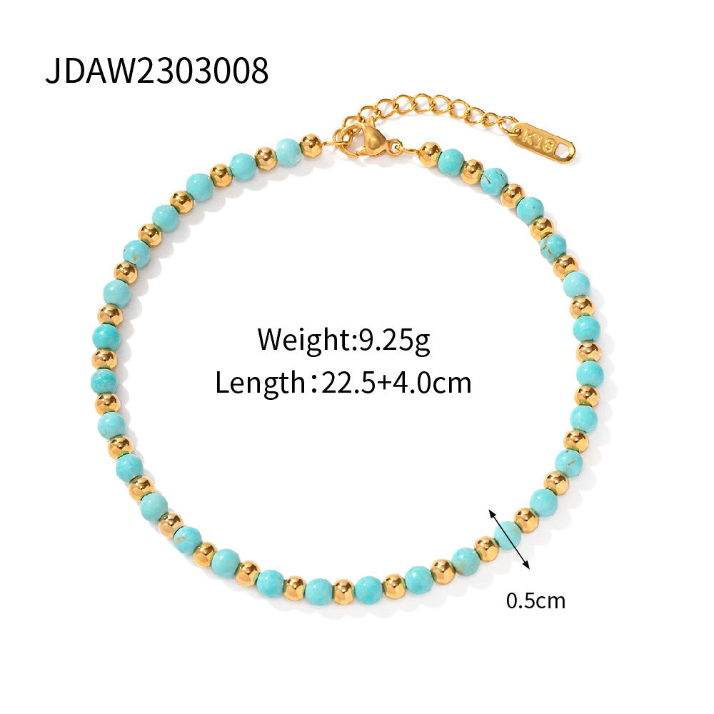 Bracelet de cheville en perles de couleur bohème simple et polyvalent pour femme