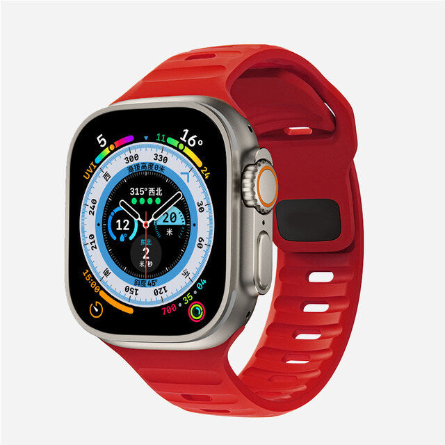 Montre connectée ultra watch band Iwatch9 bouton pression de couleur unie