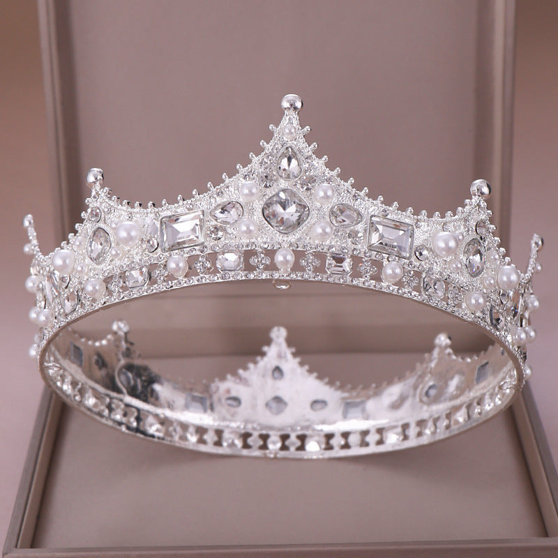 Bandeau féminin en forme de couronne de perles et de strass