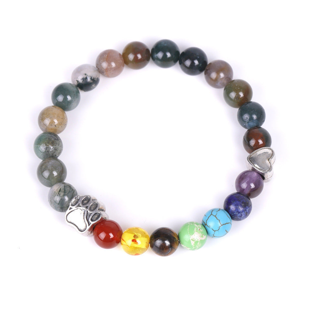 Bracelet en pierre naturelle colorée blanc bleu amour petit et cœur