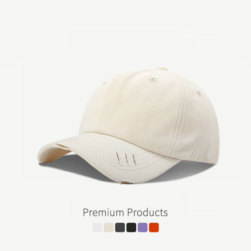 Casquette de baseball à visière incurvée et déchirée