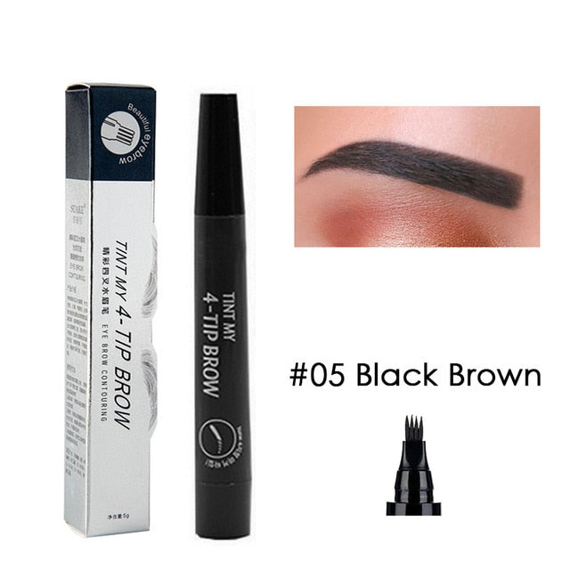 Stylo teinture sourcils – 4 embouts, 5 couleurs, waterproof, effet microblading.