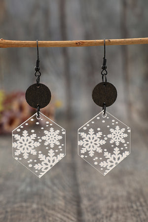 Boucles d'oreilles de Noël en acrylique blanc imprimé flocon de neige