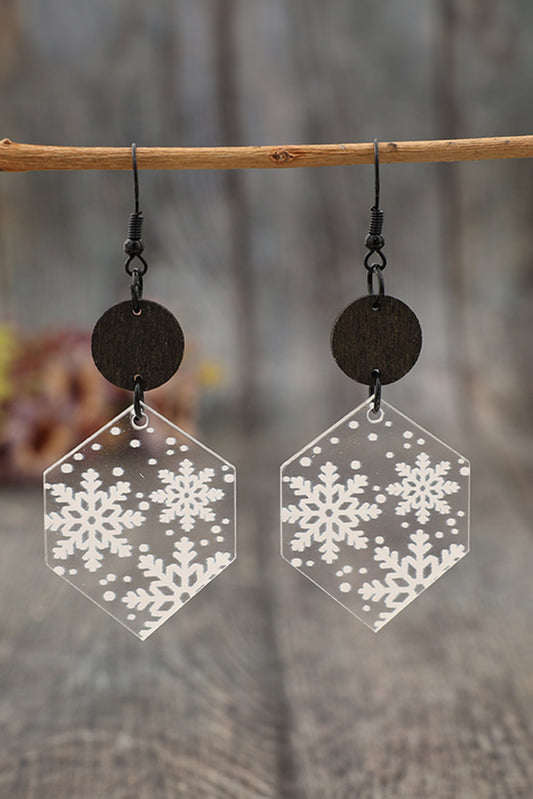 Boucles d'oreilles de Noël en acrylique blanc imprimé flocon de neige