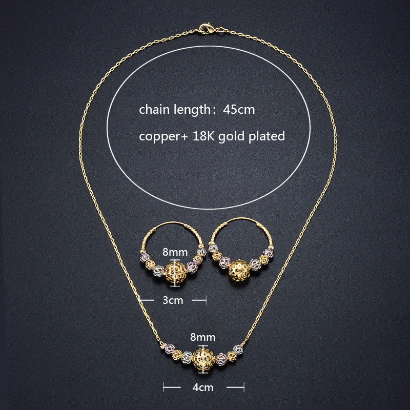 Collier et boucles d'oreilles multicolores en perles rondes