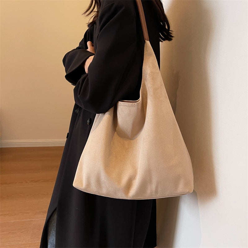 Bag for women large capacity simple tote bag retro and lazy suede big bun mother bag