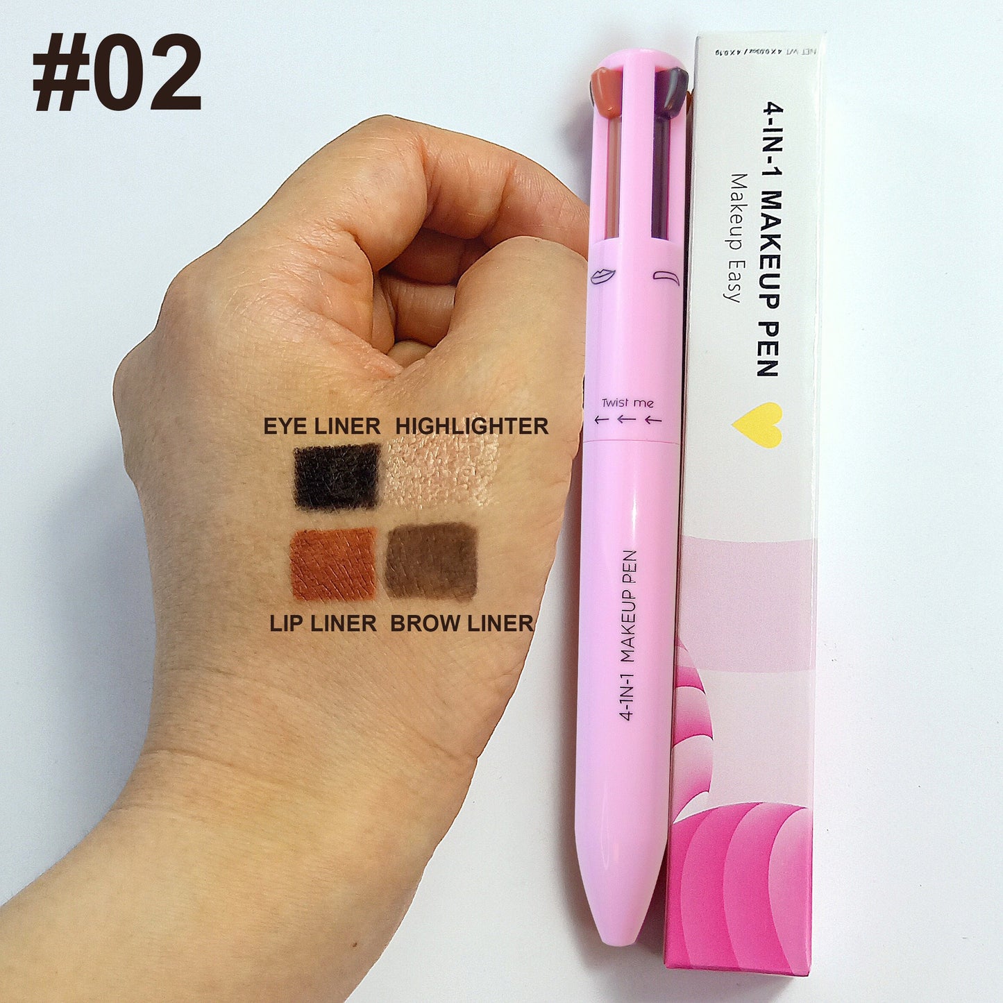 Crayon 4 en 1 pour sourcils – Waterproof, longue tenue, eyeliner, surligneur