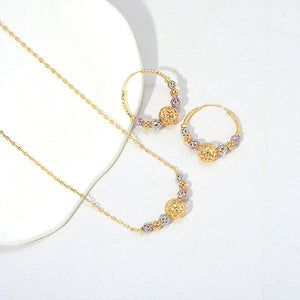 Collier et boucles d'oreilles multicolores en perles rondes
