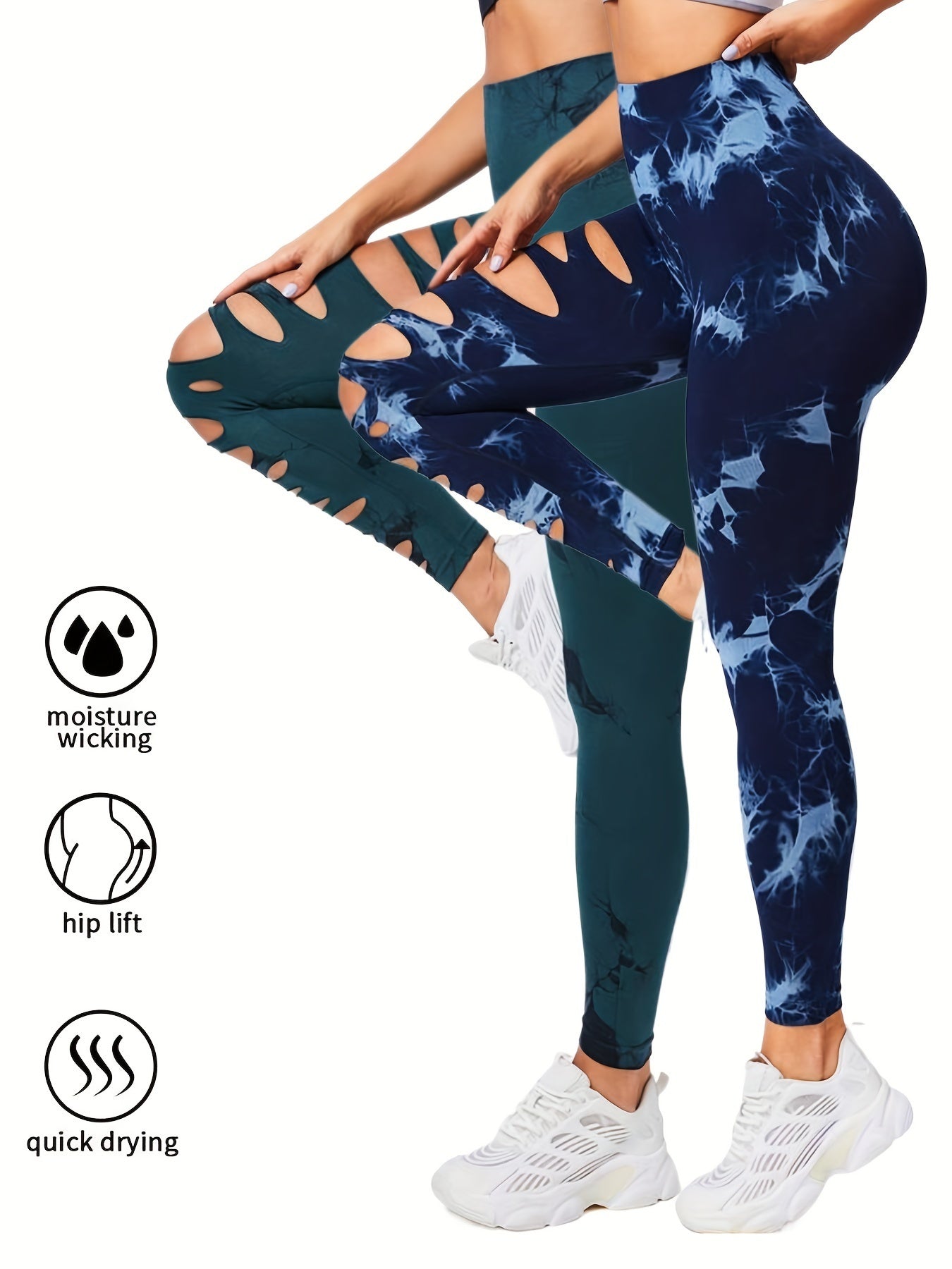 Paquet de 2leggings taille haute élastique pour femme.