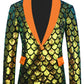 Costume homme en velours coloré à paillettes et écailles