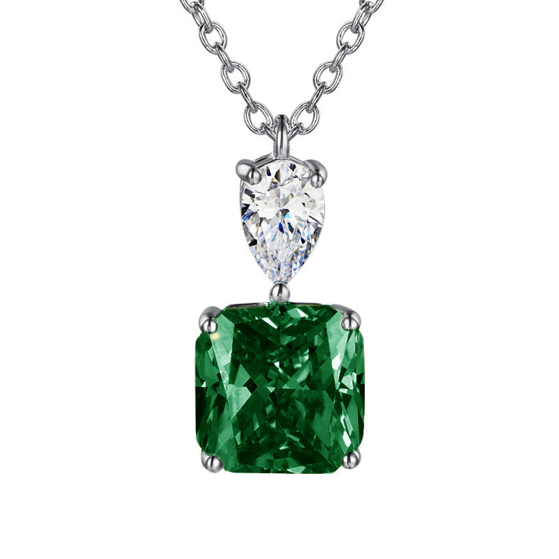 Collier de pierres précieuses carrées de couleur Zircon pour femme