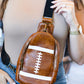 Mini sac Crossbody Rugby en cuir PU marron