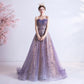 Robe de mariée bustier à paillettes violettes étoilées