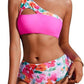 Bikini Taille Haute – Épaule Unique, Réversible & Imprimé Végétal