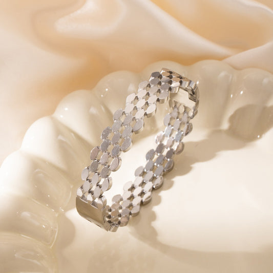Bracelet nid d'abeille en acier titane ne s'altère pas,en plaqué or 18K
