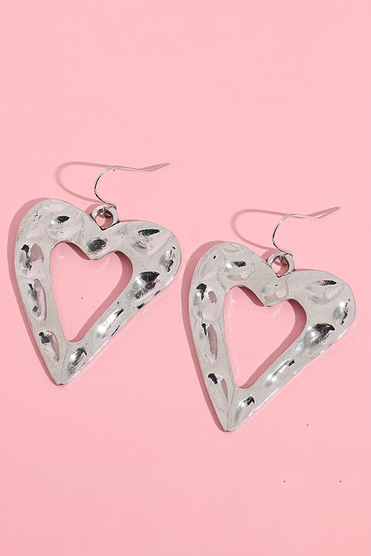 Boucles d'oreilles pendantes en forme de cœur creusé de la Saint-Valentin blanche