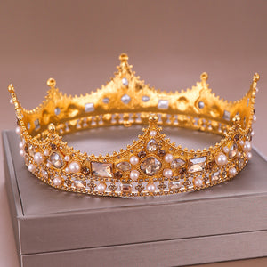 Bandeau féminin en forme de couronne de perles et de strass