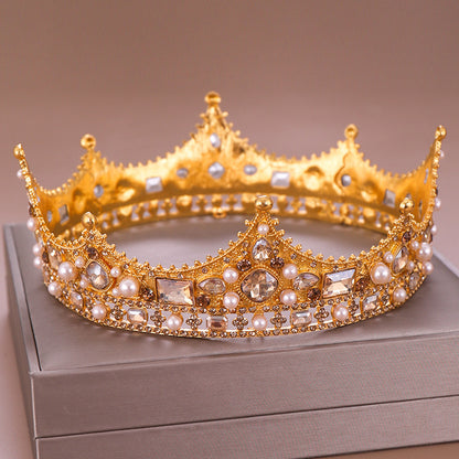 Bandeau féminin en forme de couronne de perles et de strass