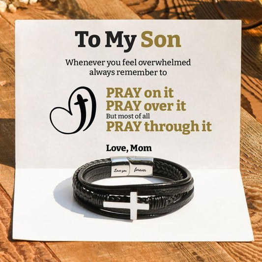Bracelet de mode avec croix en acier inoxydable pour homme