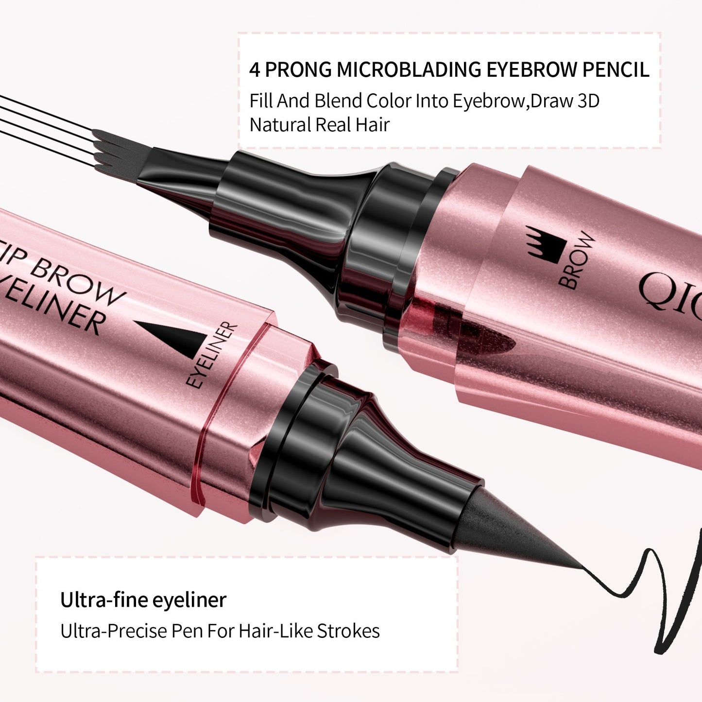 Crayon à sourcils liquide à double tête 3D micro sculpté, eyeliner 2 en 1 à double usage pour les yeux